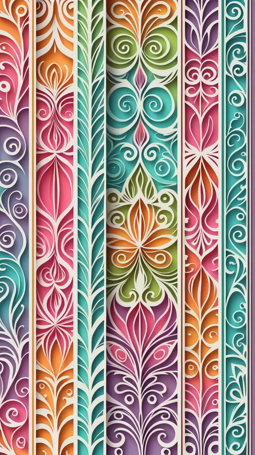 Colorful Vertical Stripes Ornament Vibrant Indian Motif Paper Cutting