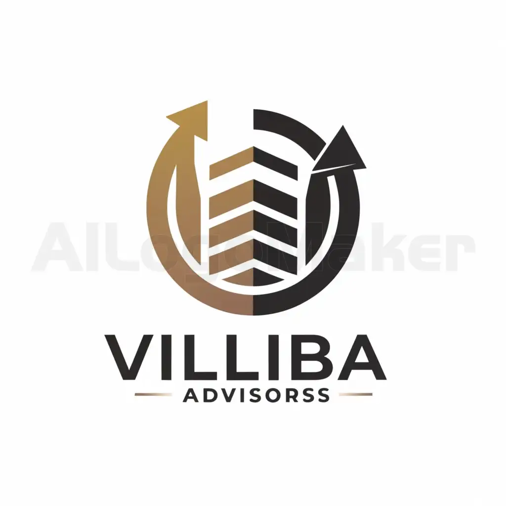 LOGO-Design-For-Villiba-Advisors-Minimalistic-Building-Surrounded-by-Arrow-Circle-Emblem-for-Legal-Industry