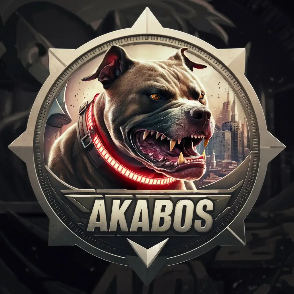 Tactical token with a pitbull, for name "Akabos" 