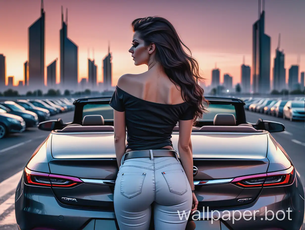 Futuristic-City-Sunset-Stylish-Woman-by-Opel-Insignia-Grandsport-Convertible