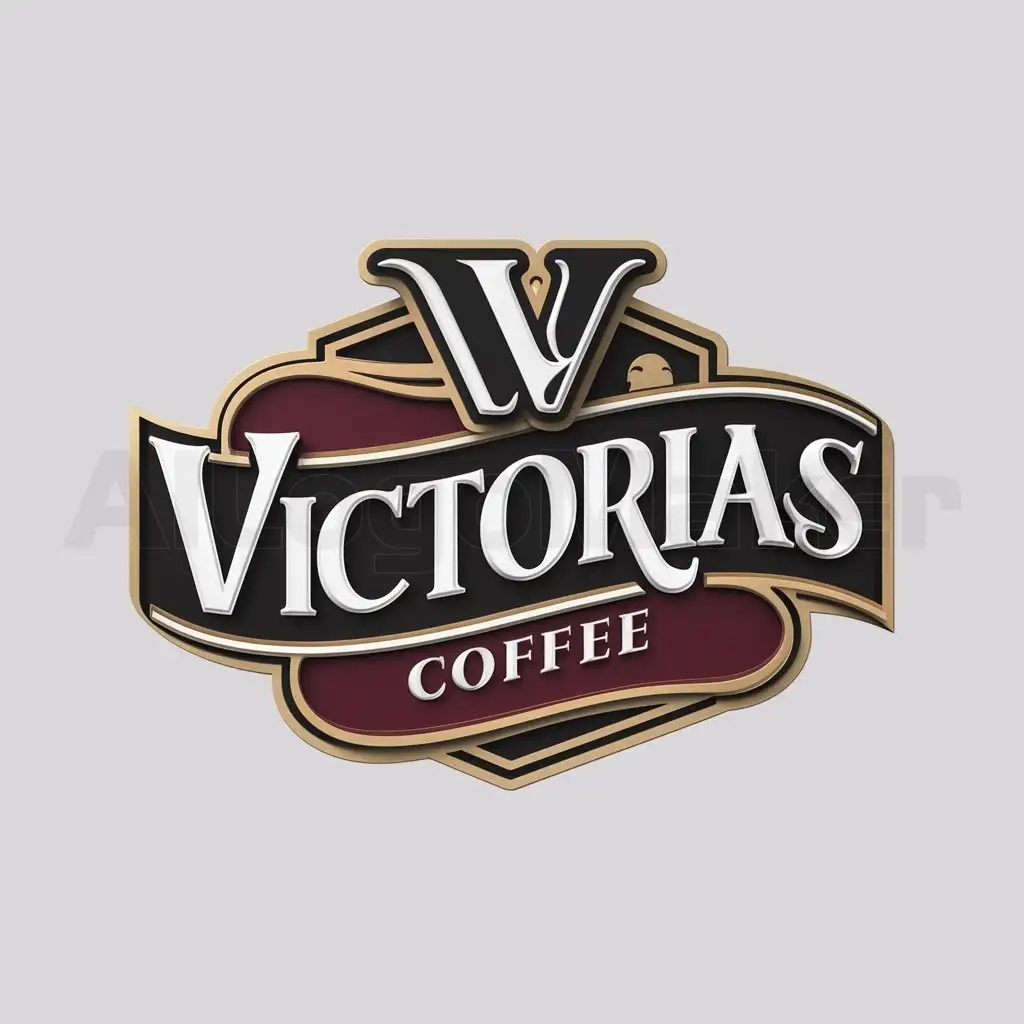 a logo design,with the text "Victorias Coffee", main symbol:Elegant Black White Burgundy with Chapolera Theme,Moderate,be used in 0 industry,clear background