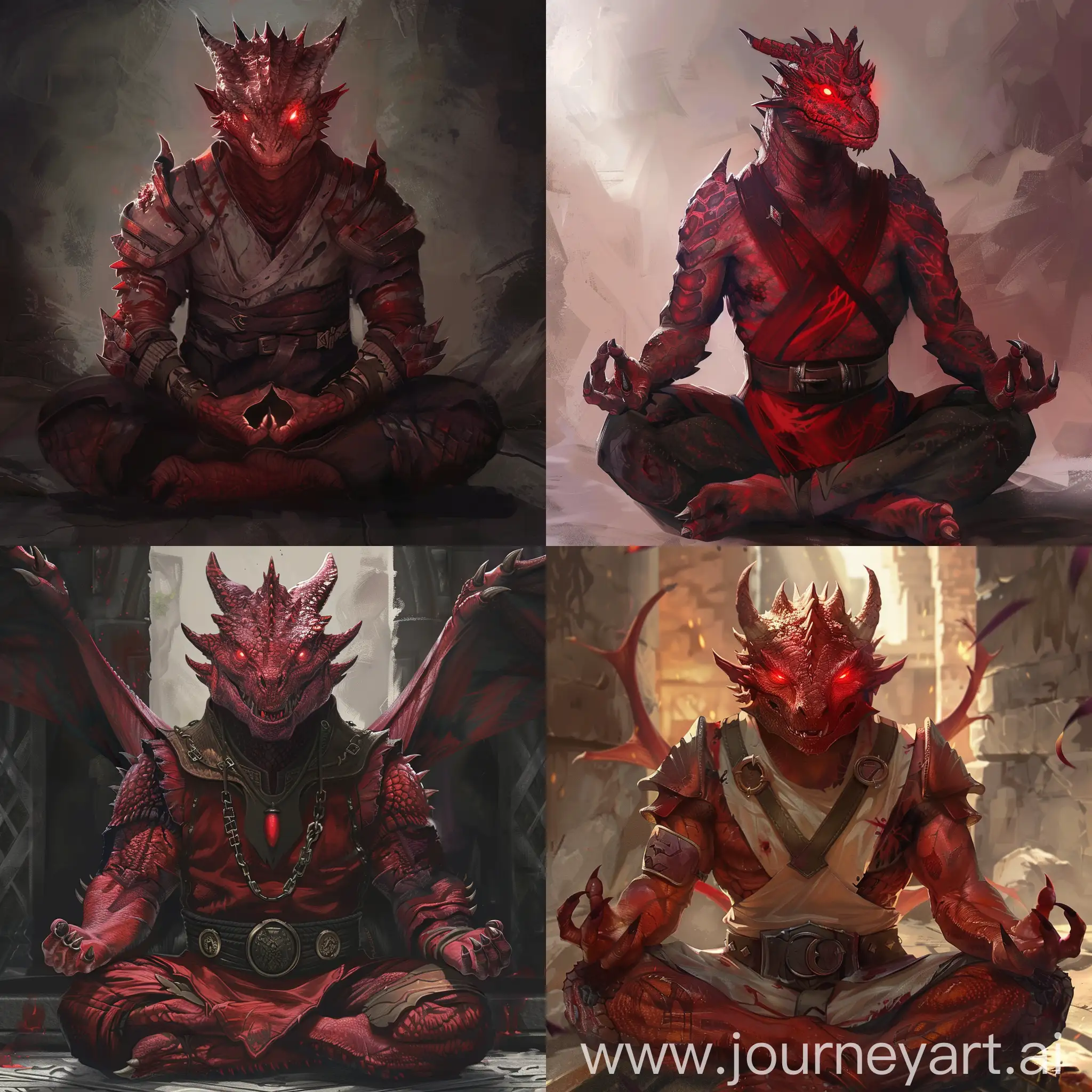 Powerful-Red-Dragonborn-Warrior-Meditating