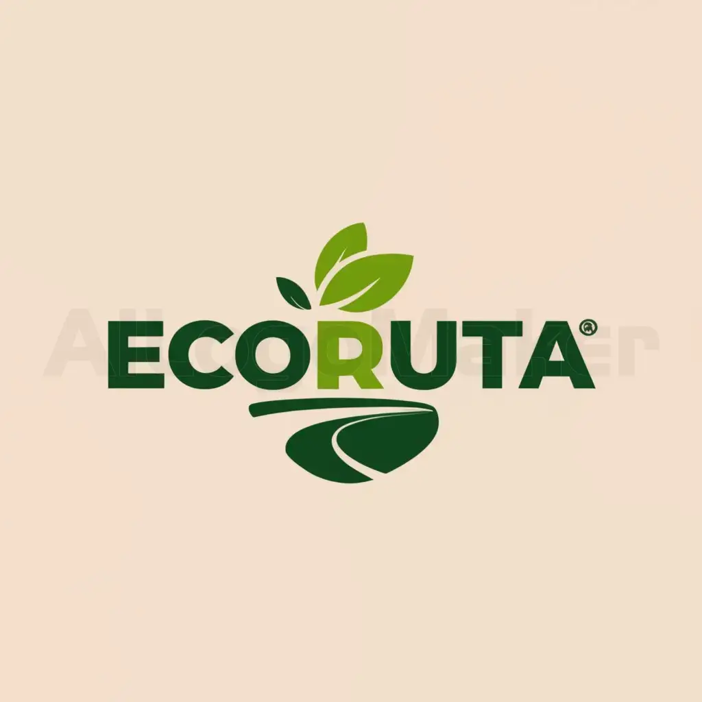 a logo design,with the text "EcoRuta", main symbol:a leaf of a tree that in itself joins with a road since the company is called ecoruta,Moderate,be used in Others industry,clear background