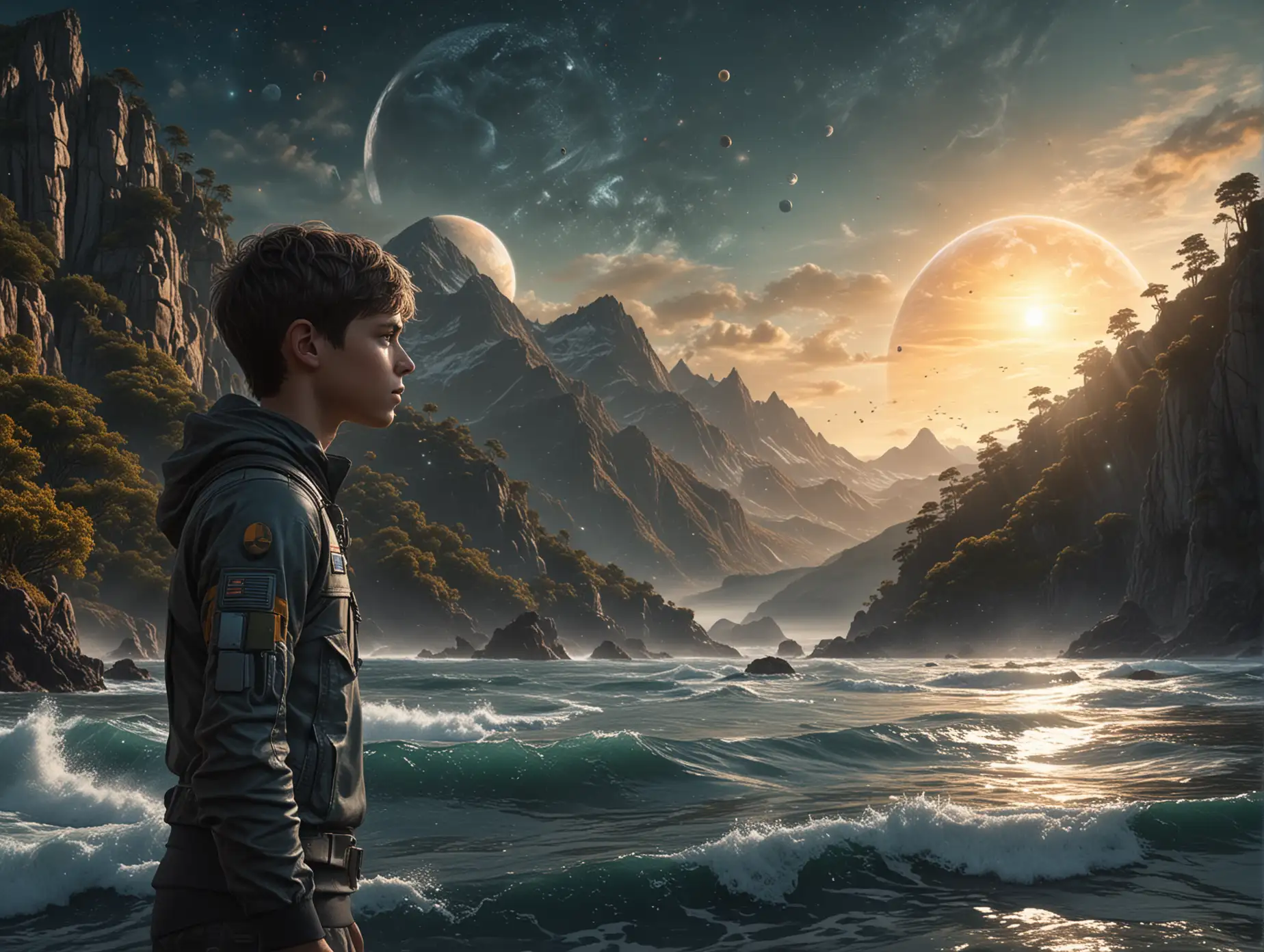 Fantastical-Boy-in-Profile-with-Ocean-and-Space-Landscape