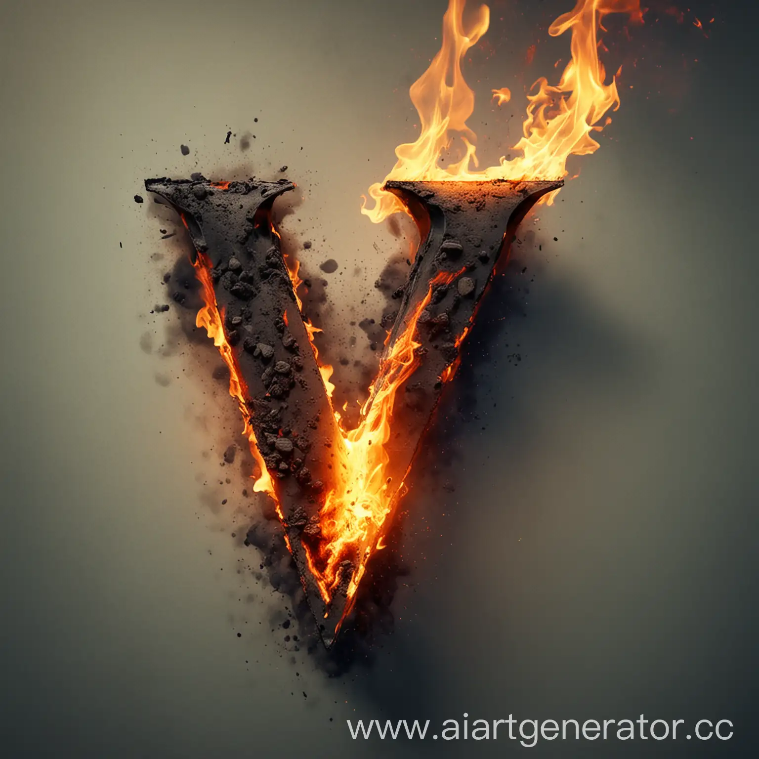 Fiery-Letter-V-Burning-with-Intense-Flames