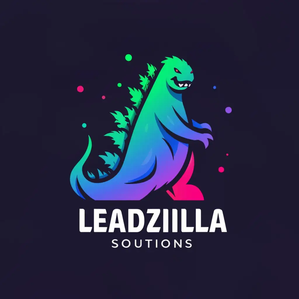a logo design,with the text "Leadzilla Solutions", main symbol:Godzilla,complex,be used in Internet industry,clear background