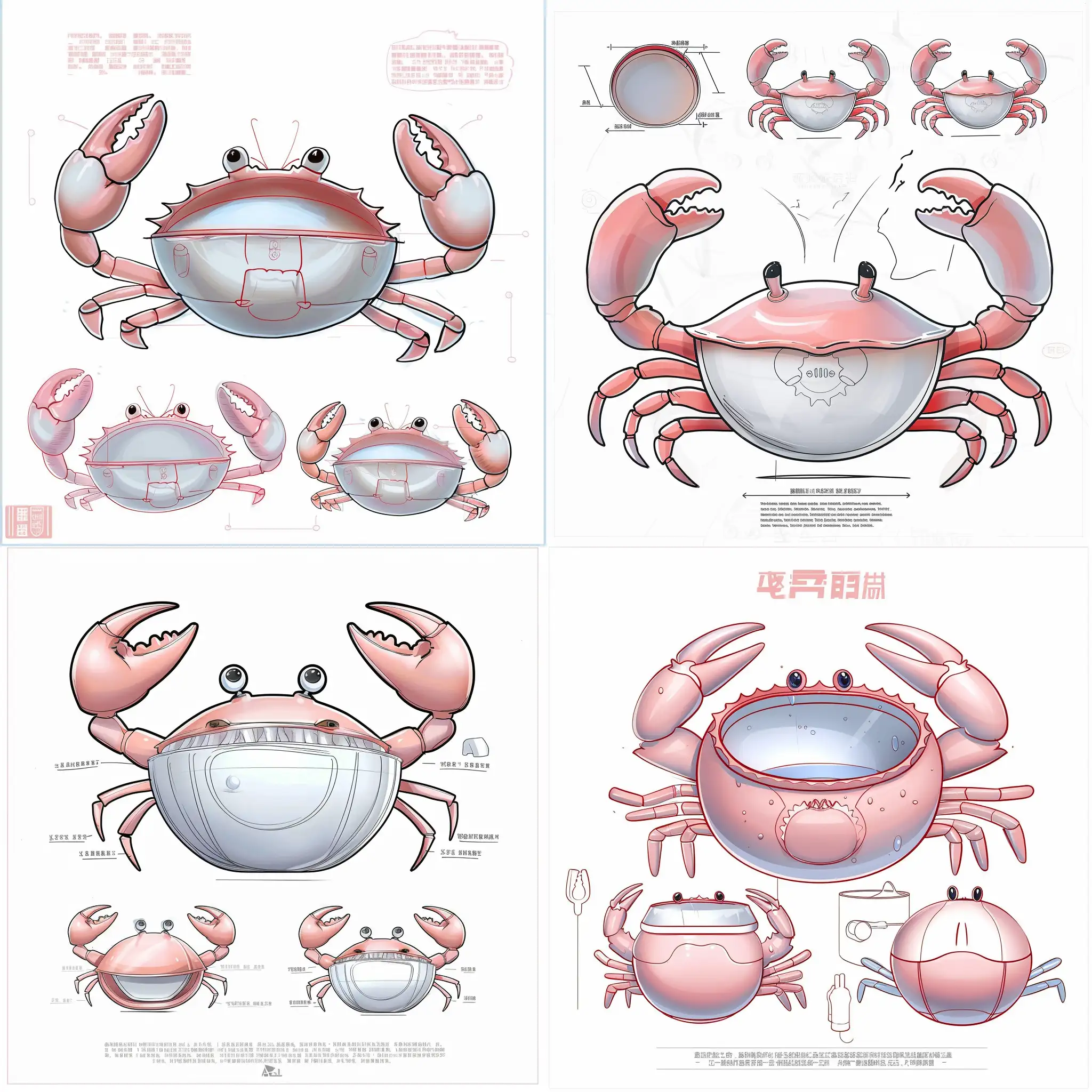 Cute-Portable-Childrens-Crab-Claw-Water-Bowl-Design-Sketch