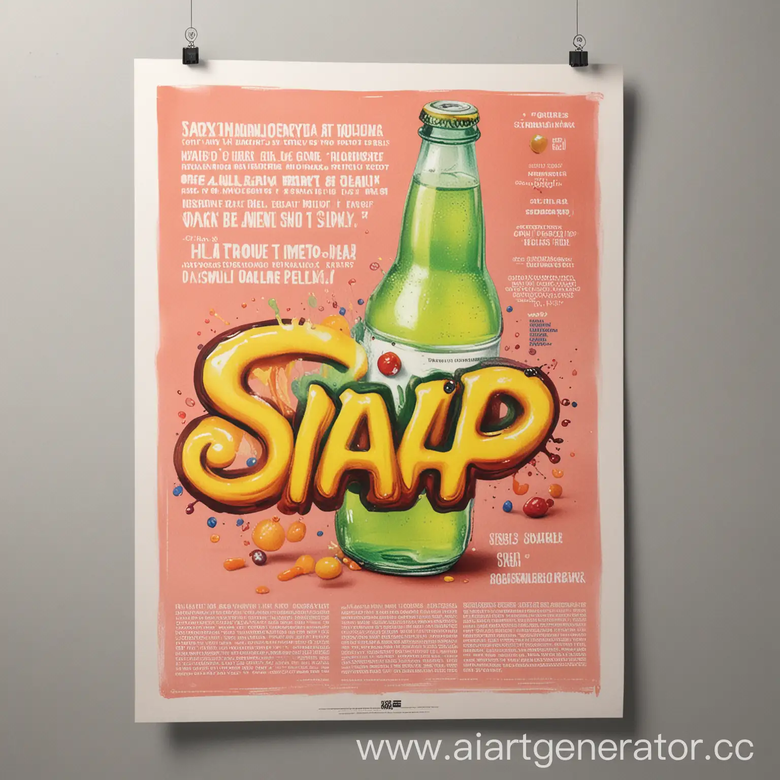 текстура плаката с рекламой газированного напитка "snap"