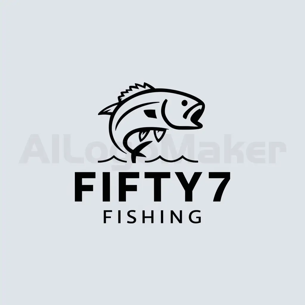 LOGO-Design-For-Fifty7-Fishing-Minimalistic-Text-with-Fishing-Theme-on-Clear-Background