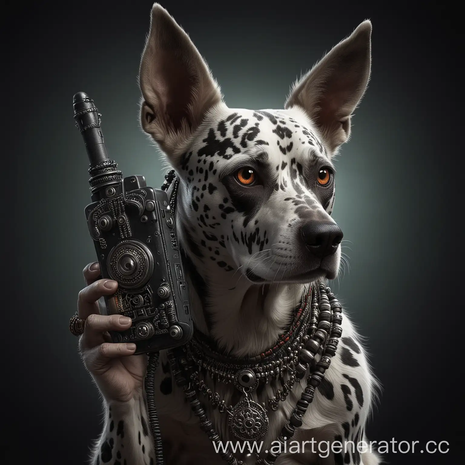 Spooky-Dog-Talking-on-Tribal-Gothic-Cellphone