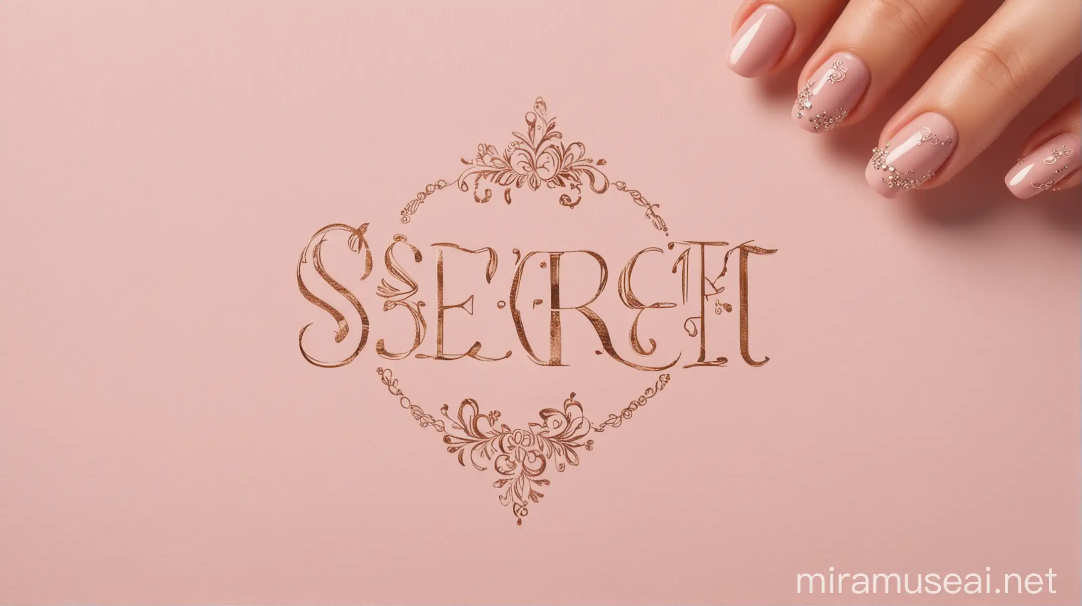 Luxurious Handwritten Font Logo Secret RO with Decorated Nail Plates