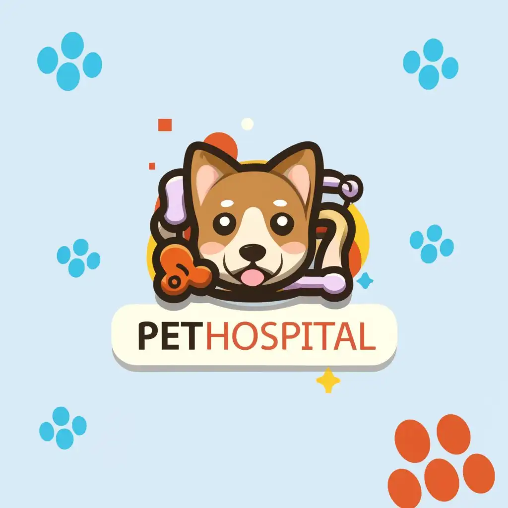 LOGO-Design-For-Pet-Hospital-Playful-Pet-Illustration-on-Transparent-Background