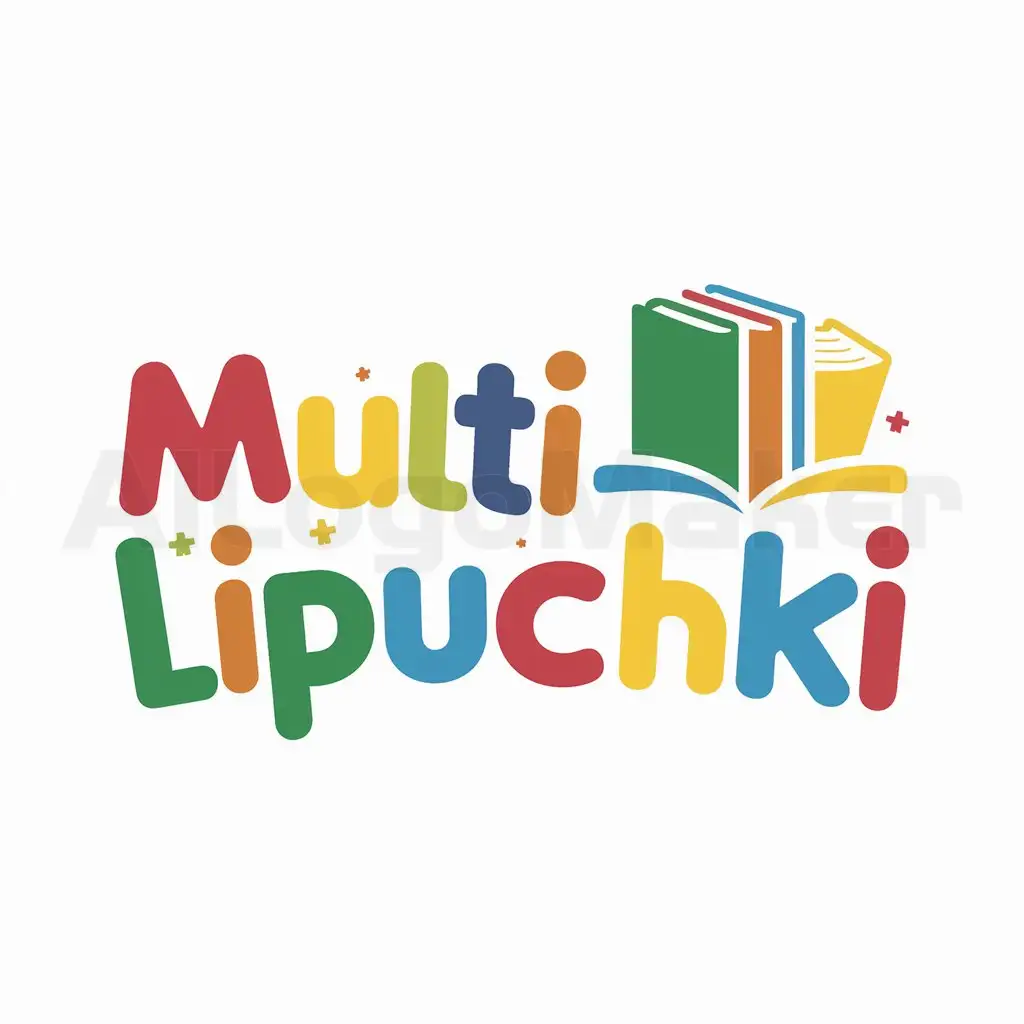 a logo design,with the text "MULTI LIPUCHKI", main symbol:developing books on stickers,Moderate,be used in games for children industry,clear background