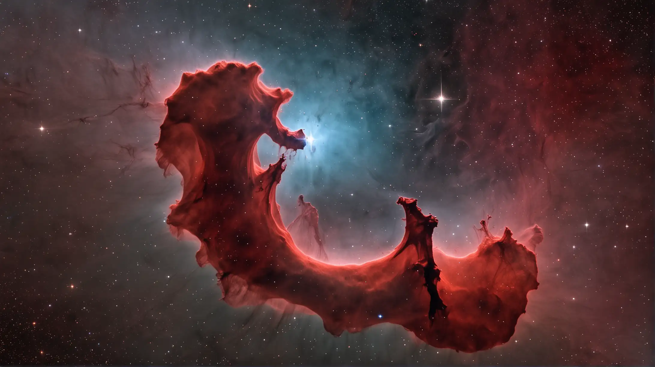 Nebula in Deep Space with Illuminated Gas Clouds
