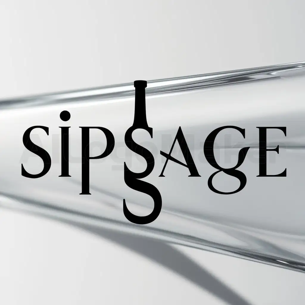a logo design,with the text "SipSage", main symbol:WINE,Minimalistic,clear background