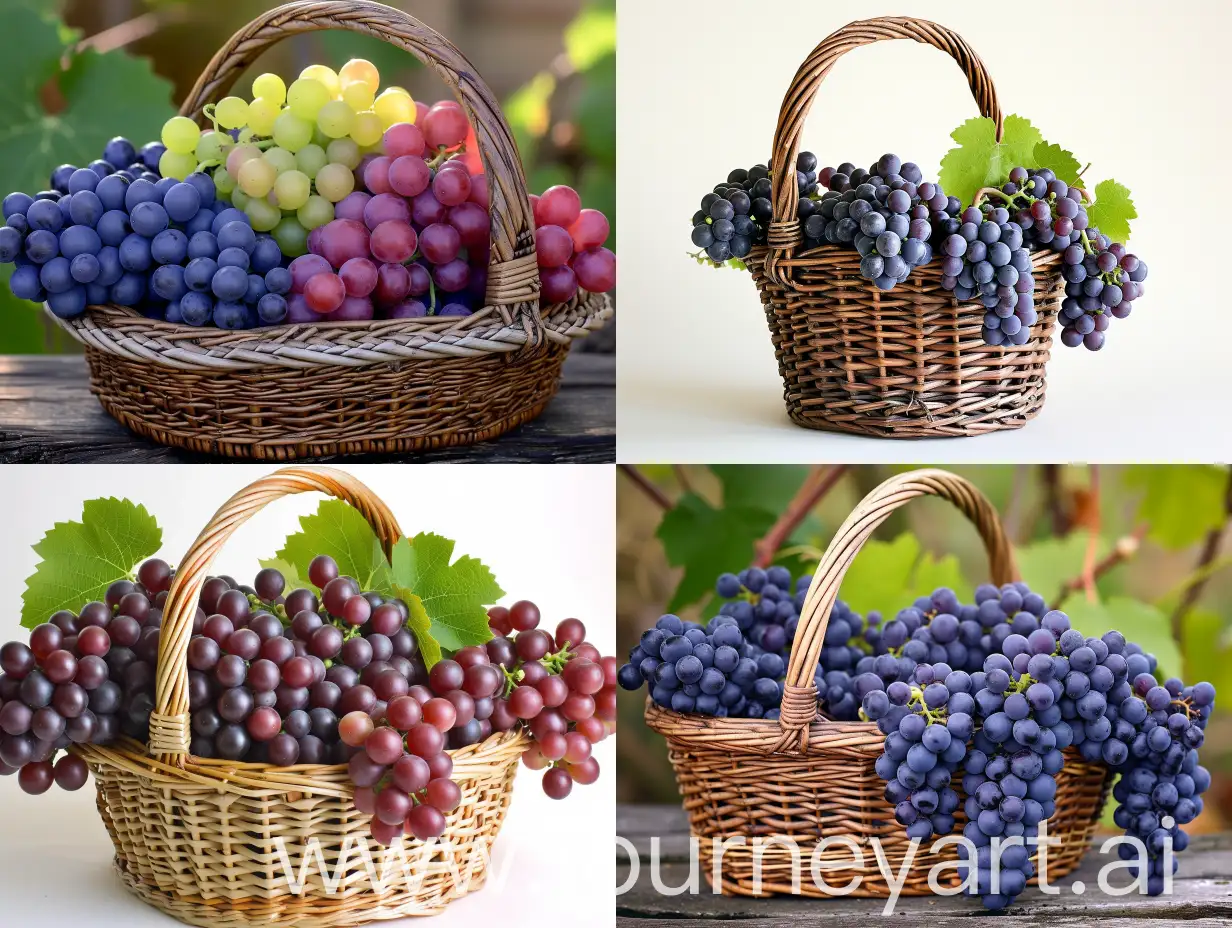Real picture of a basket full of grapes