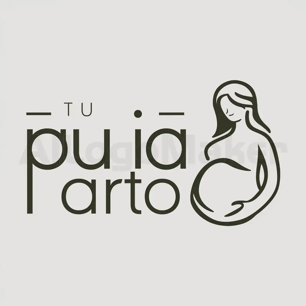 a logo design,with the text "Tu guía al parto", main symbol:pregnant woman,Moderate,be used in Others industry,clear background