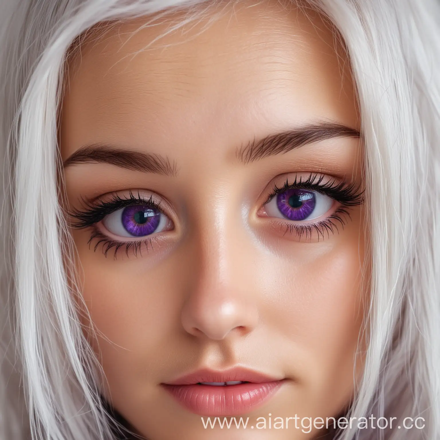 красивый глаз девушки, с белыми волосами ,глаза фиолетового цвета , глаз крупным планом

