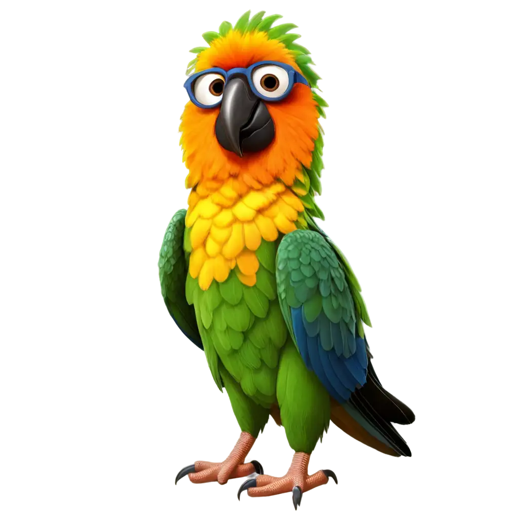 Very Beautiful Cartoon parrot wearing sunglasses