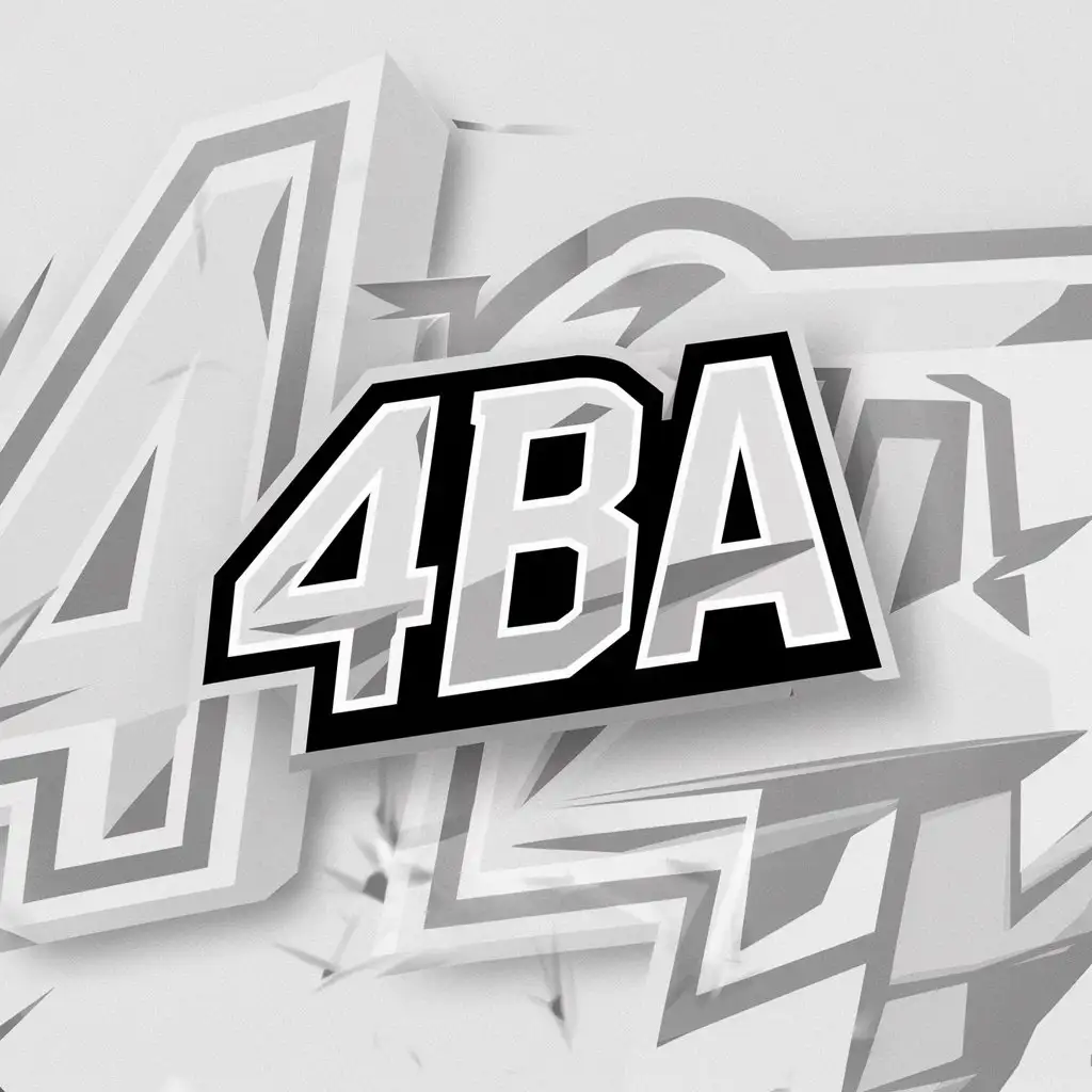 Name: 4BA. cartoon style esports logo white background simple 4BA
