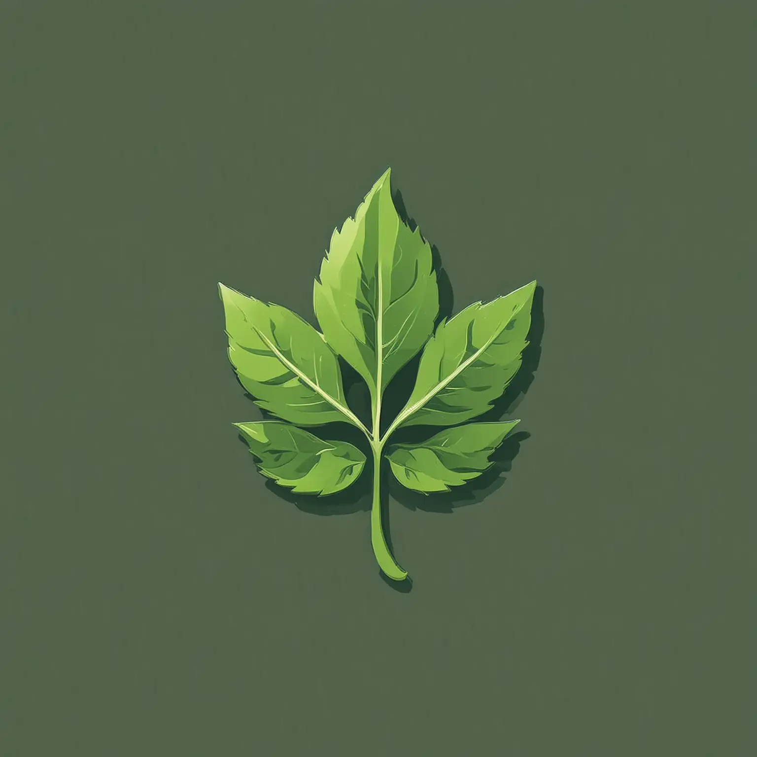 using a green leaf as the main body, create a logo, with a flat design style