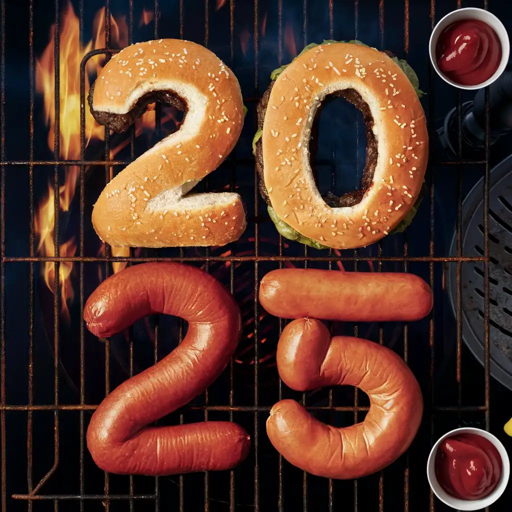 Composition of 2025 with Hamburgers and Sausages