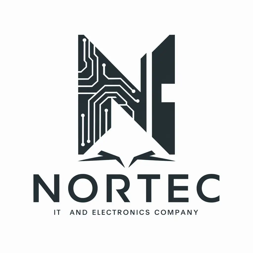 a logo design,with the text "NORTEC", main symbol:Create a logo for IT & Electronics Company; fusioning with the letters in the logo name,complex,be used in Technology industry,clear background
