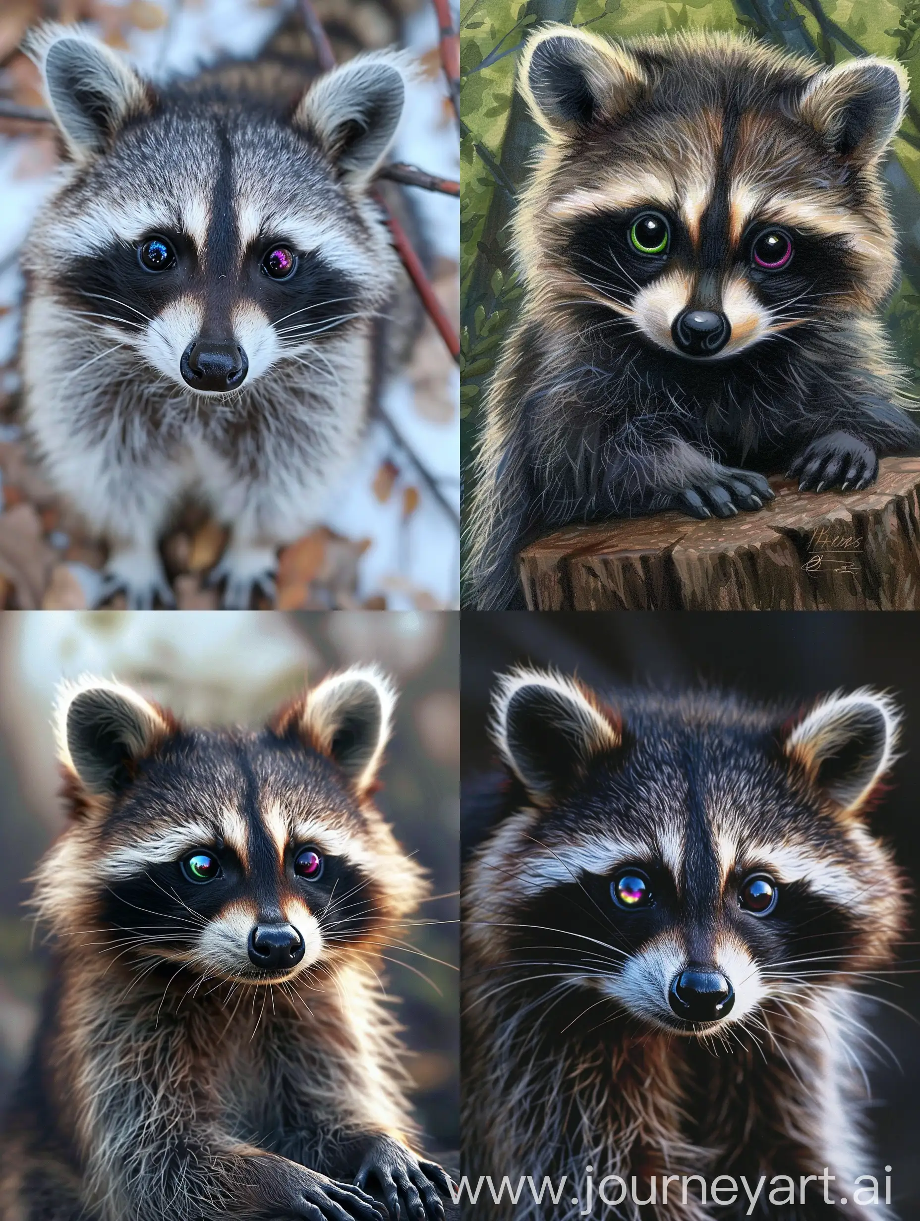 Curious-Raccoon-with-Vivid-Rainbow-Eyes