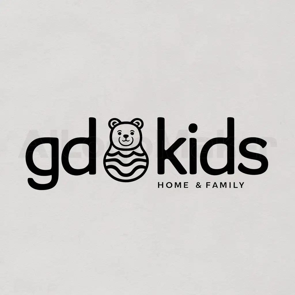 a logo design,with the text "GD Kids", main symbol:mishka,Moderate,be used in Home Family industry,clear background