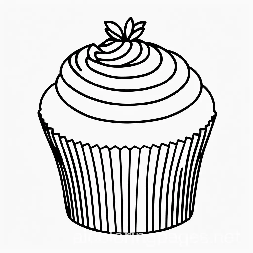 kawai themed Cupcake: A small, decorated cupcake, Coloring Page, black and white, line art, white background, Simplicity, Ample White Space. The background of the coloring page is plain white to make it easy for young children to color within the lines. The outlines of all the subjects are easy to distinguish, making it simple for kids to color without too much difficulty, Coloring Page, black and white, line art, white background, Simplicity, Ample White Space. The background of the coloring page is plain white to make it easy for young children to color within the lines. The outlines of all the subjects are easy to distinguish, making it simple for kids to color without too much difficulty