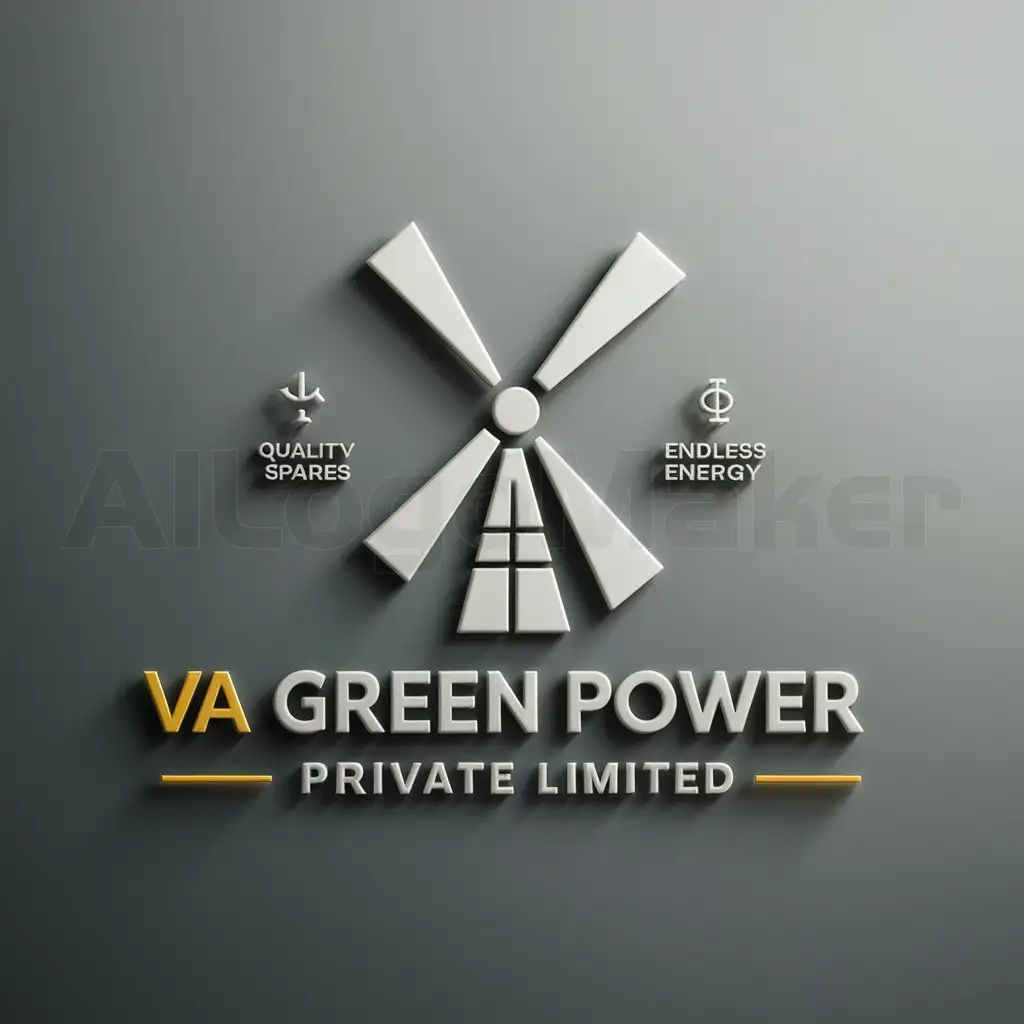 a logo design,with the text "VA GREEN POWER PRIVATE LIMITED", main symbol:Power Up Your Windmill: Quality Spares, Endless Energy,Moderate,clear background