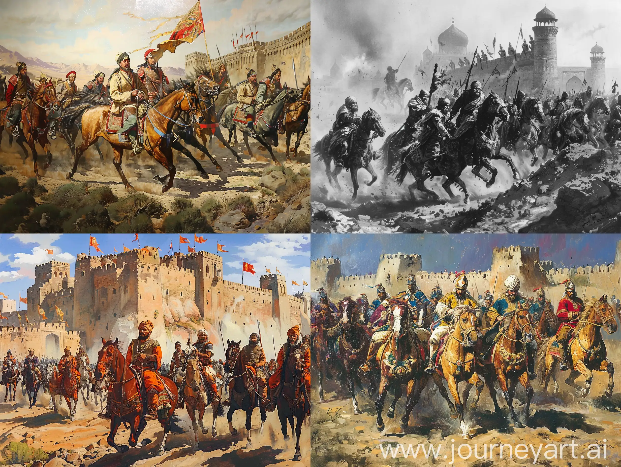 High quality. At the same time, there are various sources indicating that similar massacres of Mongols took place at different times and in different places. For example, Christopher Beckwith finds that the Mongols in Samarkand sought help from the Eastern Mongols under Kül Tegin to counter Arab attacks. However, after the defeat of Kül Tegin, the Arab armies under Qutayba bin Muslim captured Samarkand and committed massacres in the city. This incident is another example of how bloody Qutayba bin Muslim's conquests and the process of Islamization in Central Asia was.