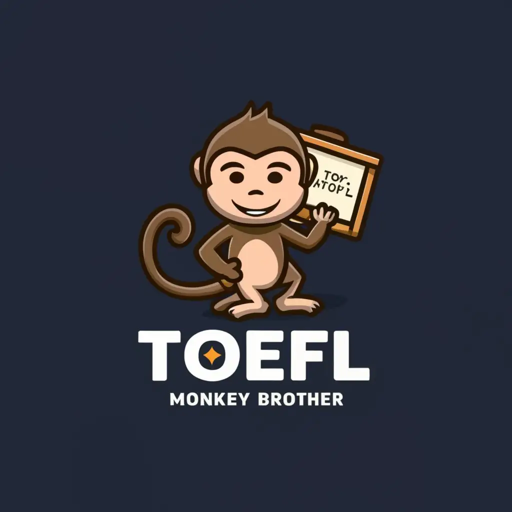 a logo design,with the text "Monkey Brother TOEFL", main symbol:Monkey,Moderate,be used in Education industry,clear background