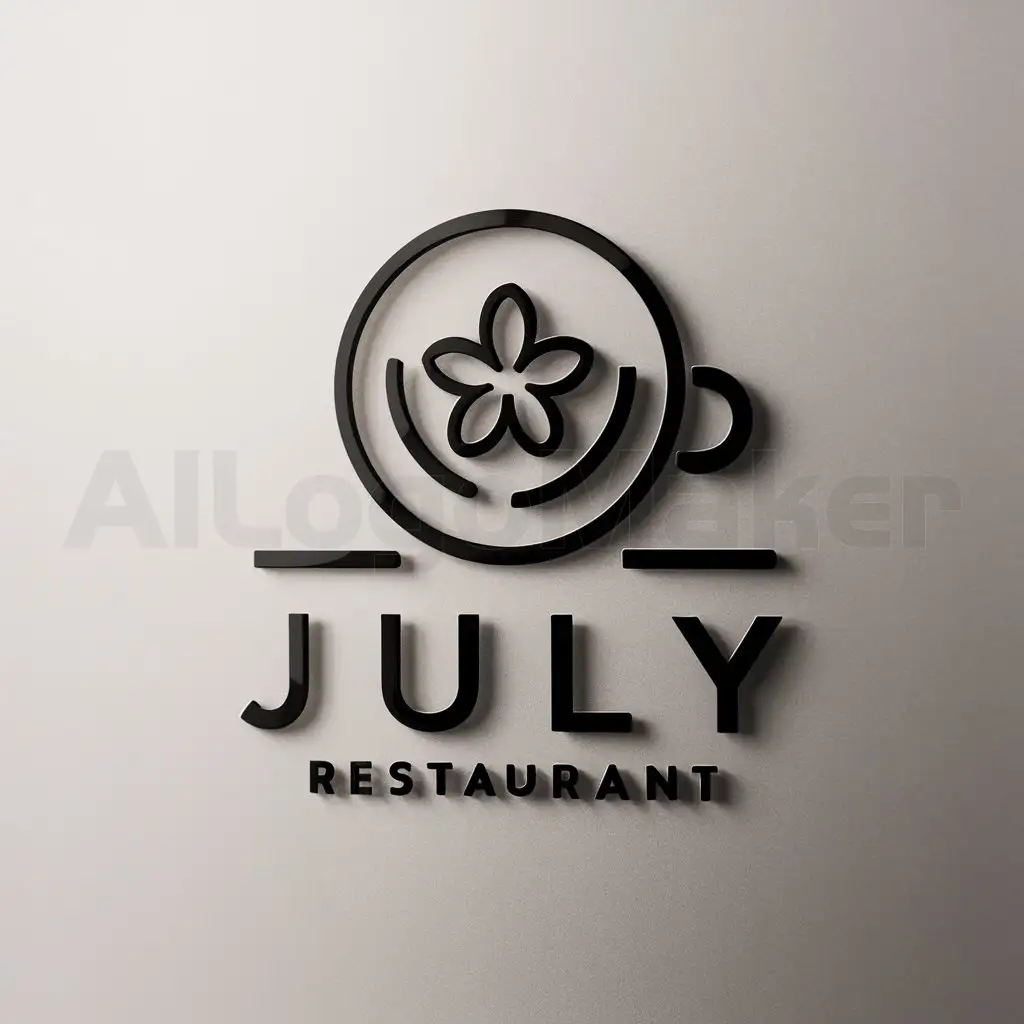 LOGO-Design-For-July-Elegant-Coffee-Cup-with-July-Flower-for-Restaurant-Branding