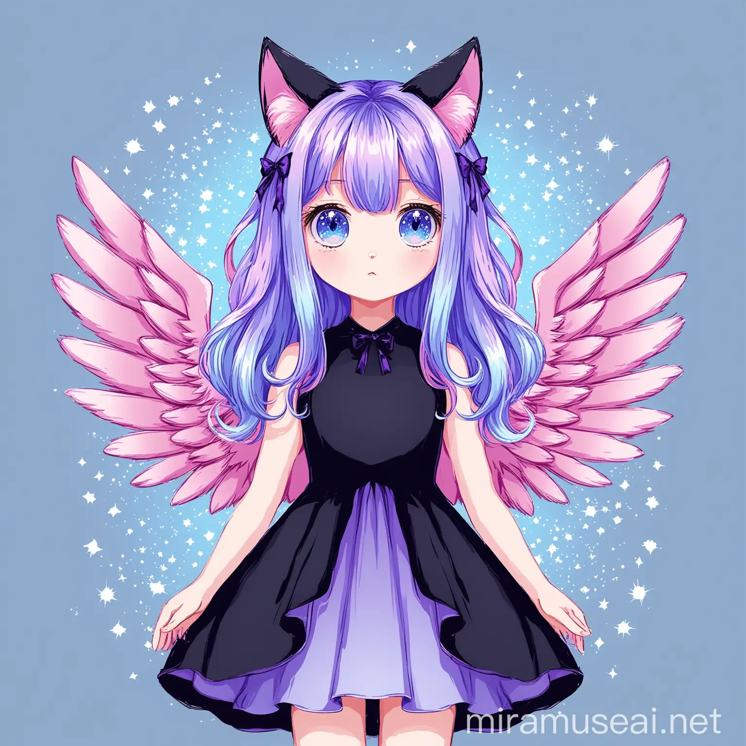 Fantasy Girl with PurplePink Hair and Wings in Vector Graphics