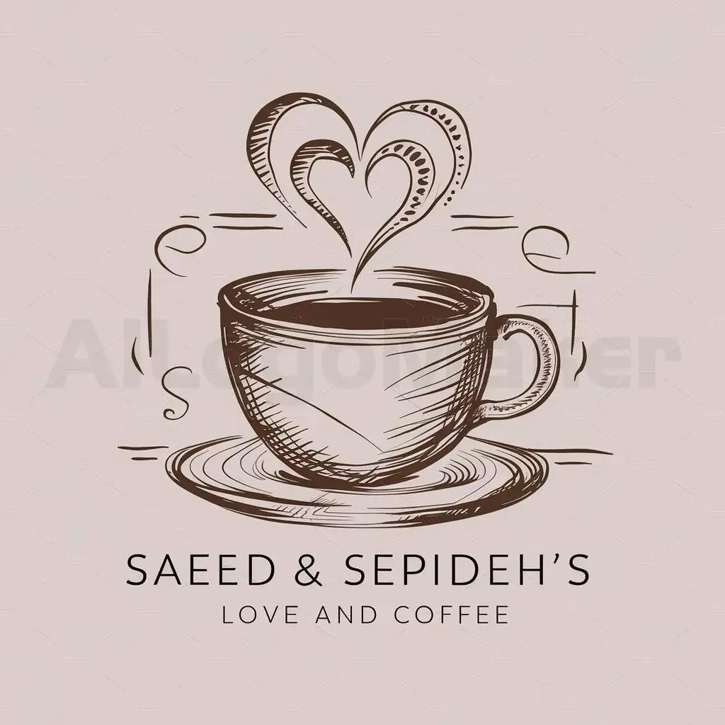 a logo design,with the text "Saeed & Sepidehnlove and coffee", main symbol:a cup of coffee, read heart, love,complex,clear background