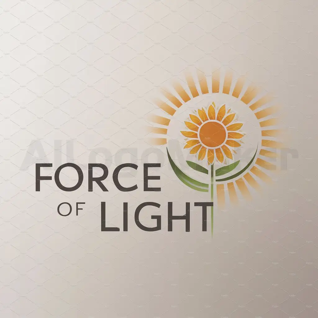 a logo design,with the text "Force of light", main symbol:Sunflower, sun,Moderate,clear background