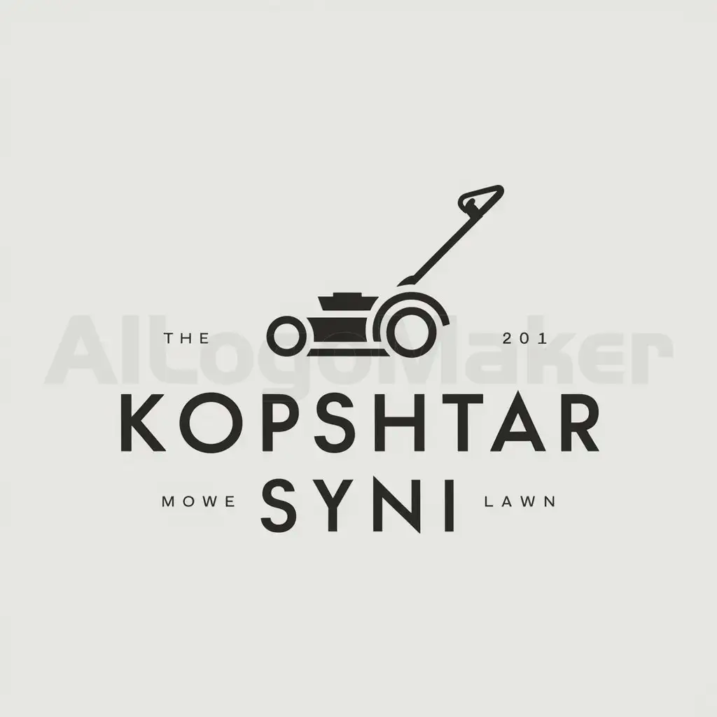 a logo design,with the text "Kopshtar Syni", main symbol:mower lawn,Moderate,clear background