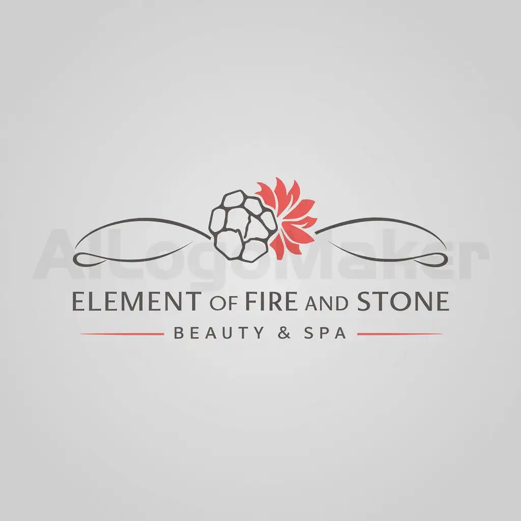 a logo design,with the text "Element of fire and stone", main symbol:Stone flower and fire,Minimalistic,be used in Beauty Spa industry,clear background