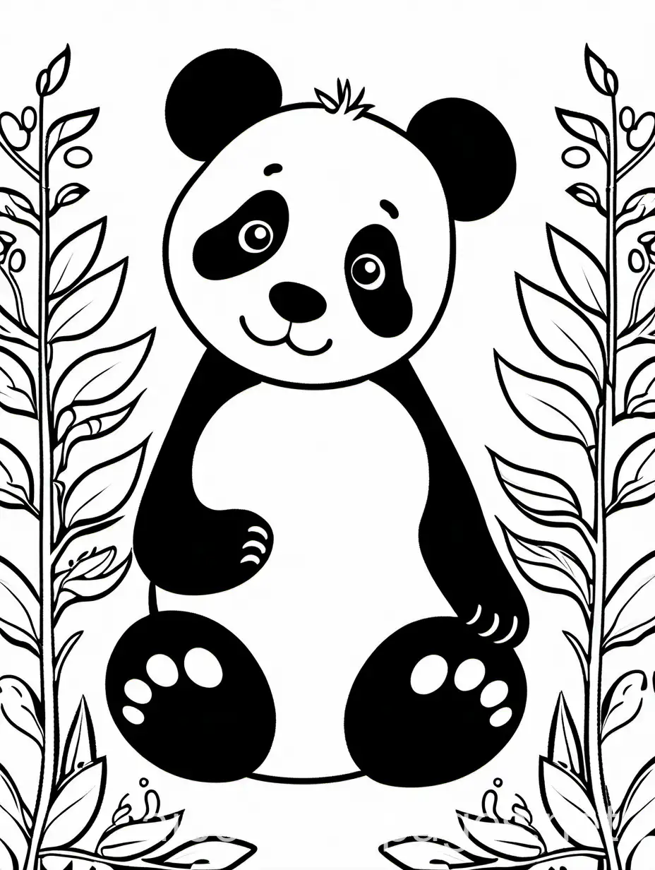cute Panda Cub with his baby for kids easy for coloring, Coloring Page, black and white, line art, white background, Simplicity, Ample White Space. The background of the coloring page is plain white to make it easy for young children to color within the lines. The outlines of all the subjects are easy to distinguish, making it simple for kids to color without too much difficulty, Coloring Page, black and white, line art, white background, Simplicity, Ample White Space. The background of the coloring page is plain white to make it easy for young children to color within the lines. The outlines of all the subjects are easy to distinguish, making it simple for kids to color without too much difficulty