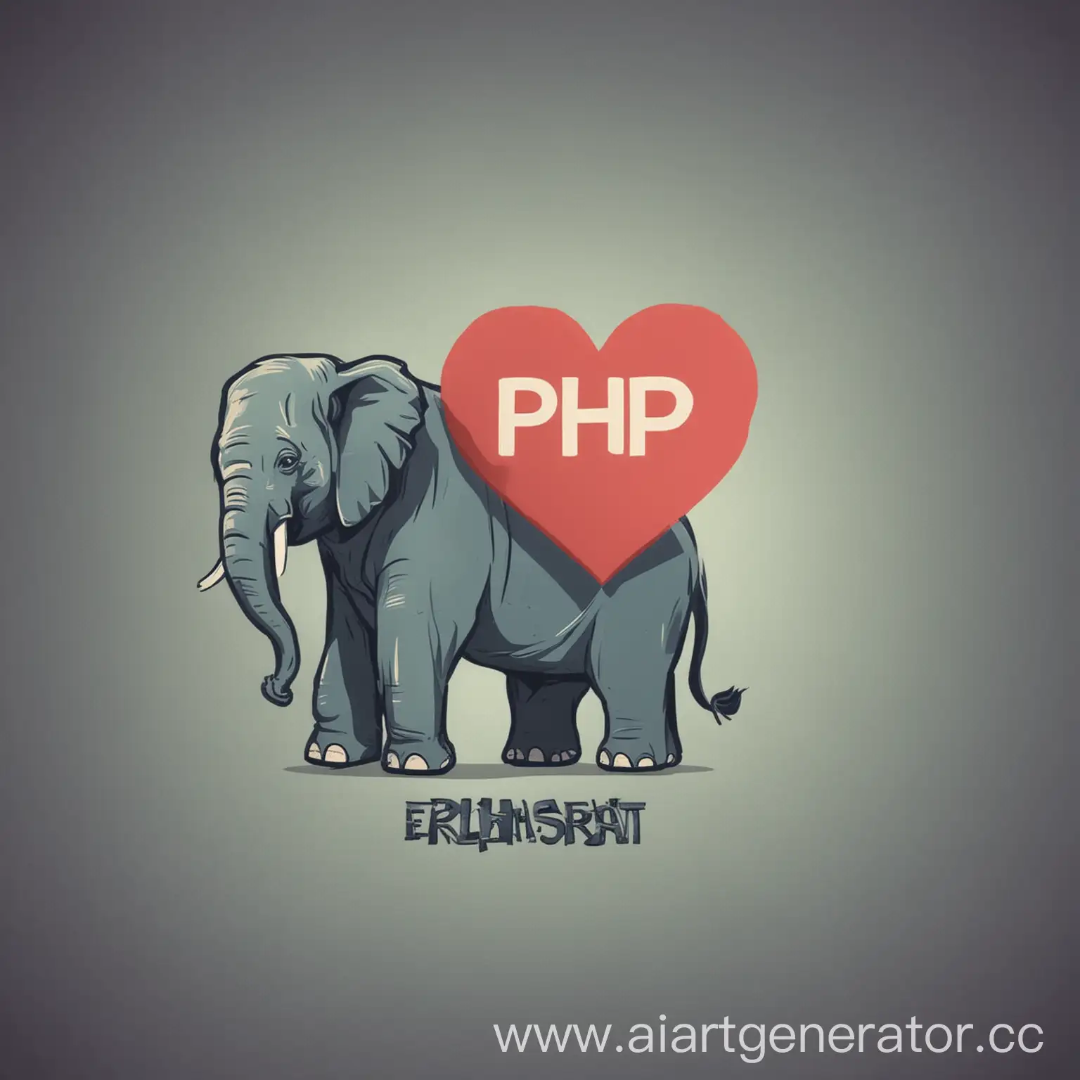 сделай картинку с php (это язык программирования символ которого слон) и postgresql (это база данных символ которого слон) = сердечка в сайфай стиле