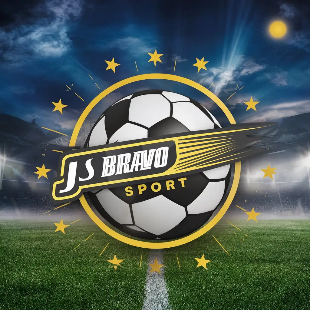 quiero imprimir una bandera para mi empresa de venta de uniformes de fútbol, tu como diseñador grafico puedes crear una bandera que diga "JS BRAVO SPORT".