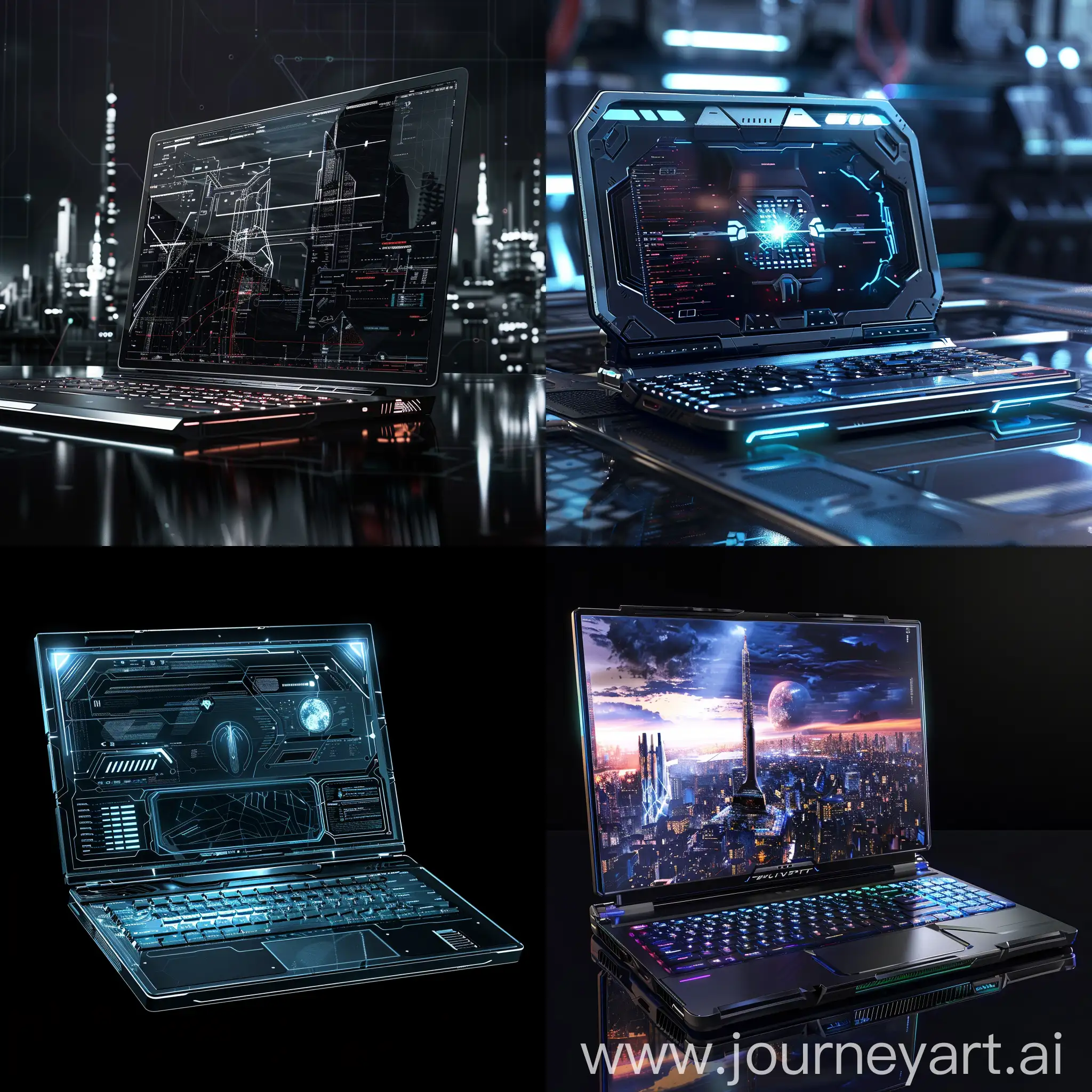 Futuristic Utopian Laptop in Cinematic Style back