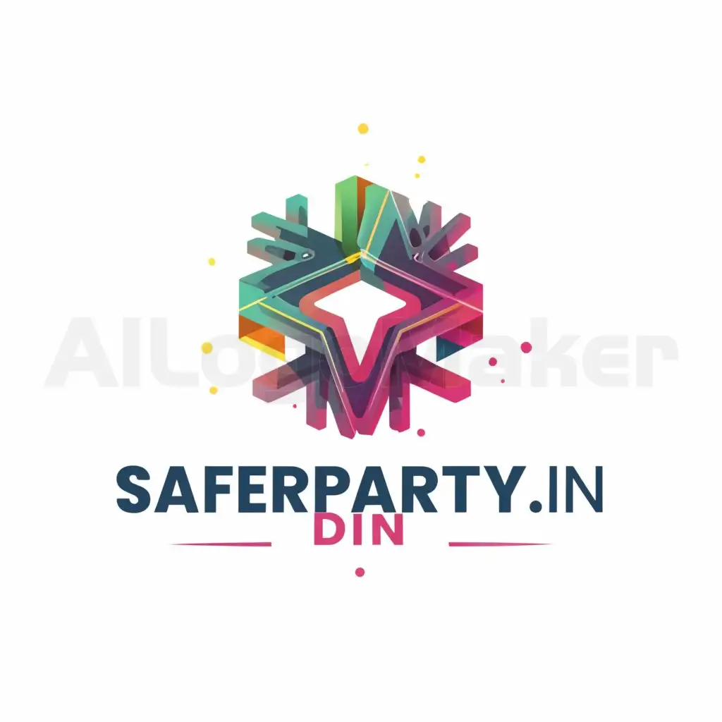 a logo design,with the text "saferparty.in", main symbol:Geometric trippy figure background,Moderate,clear background