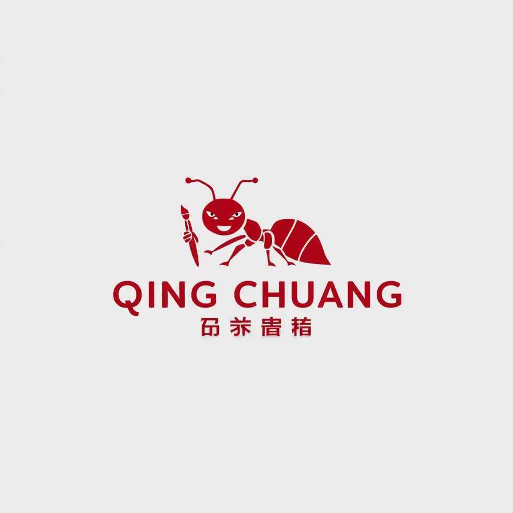 a logo design,with the text "qing chuang", main symbol:ant,Minimalistic,clear background