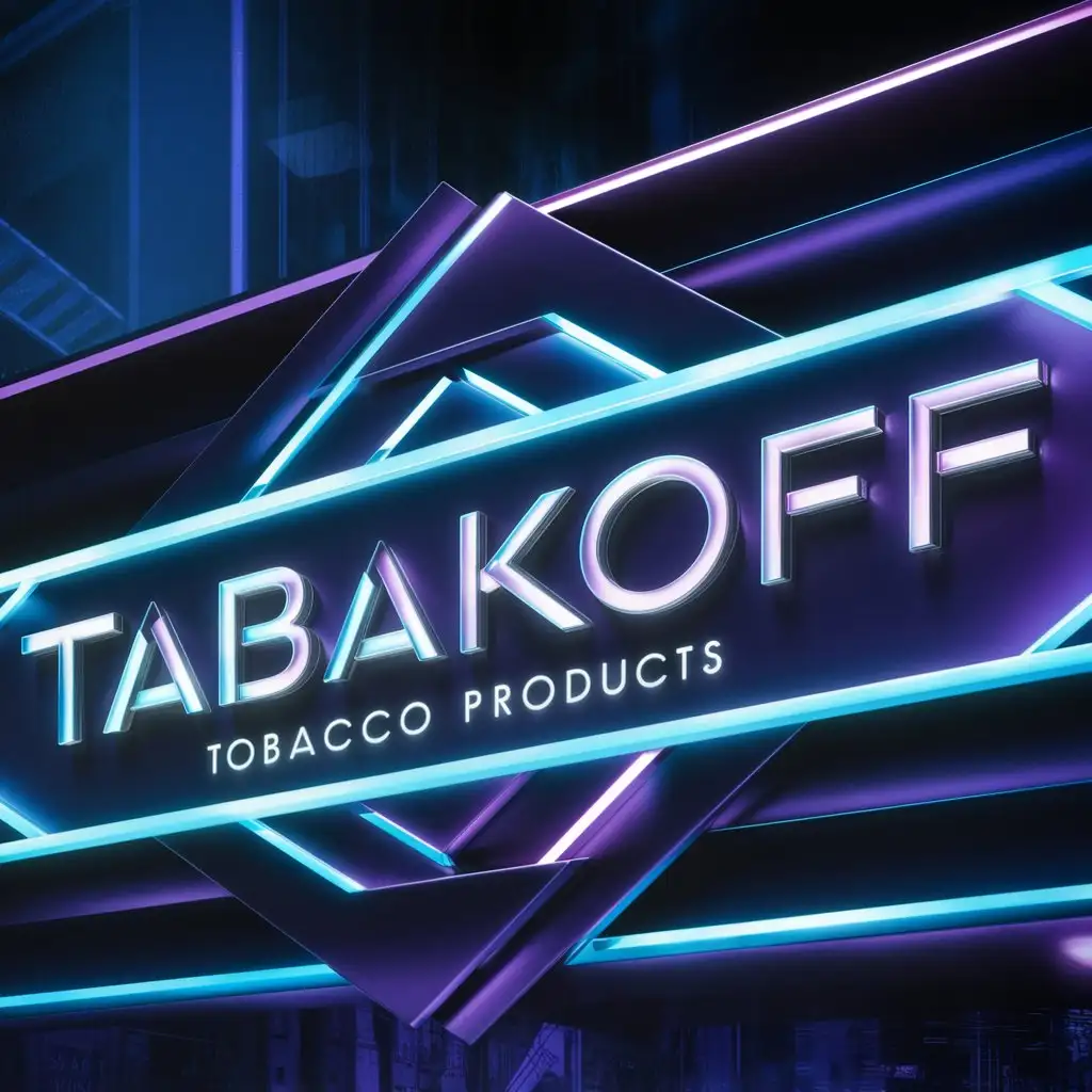 Neon logo for the tobacco products store "Tabakoff"