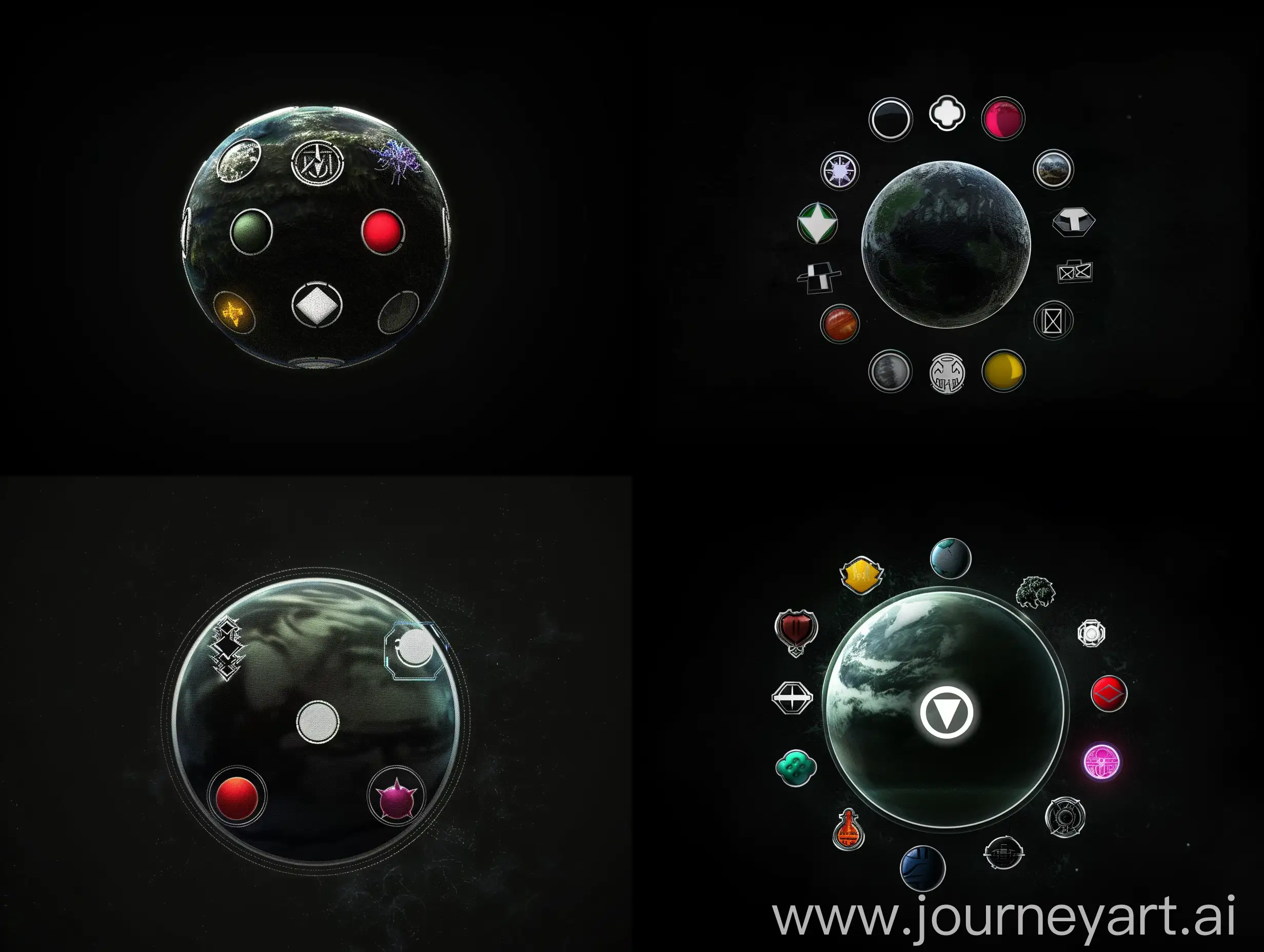 Rogue-Trade-Futuristic-Planet-Icons-on-Black-Background