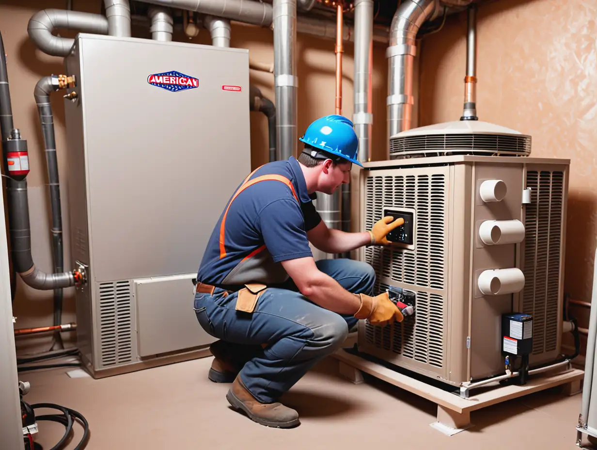 American Worker Installing Heating Replacement
