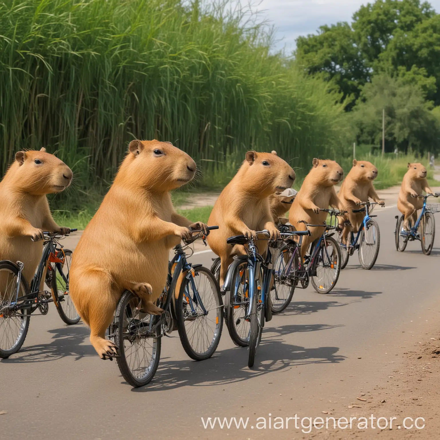 Capybaras-Riding-Bicycles-Playful-Rodents-Enjoying-a-Leisurely-Ride