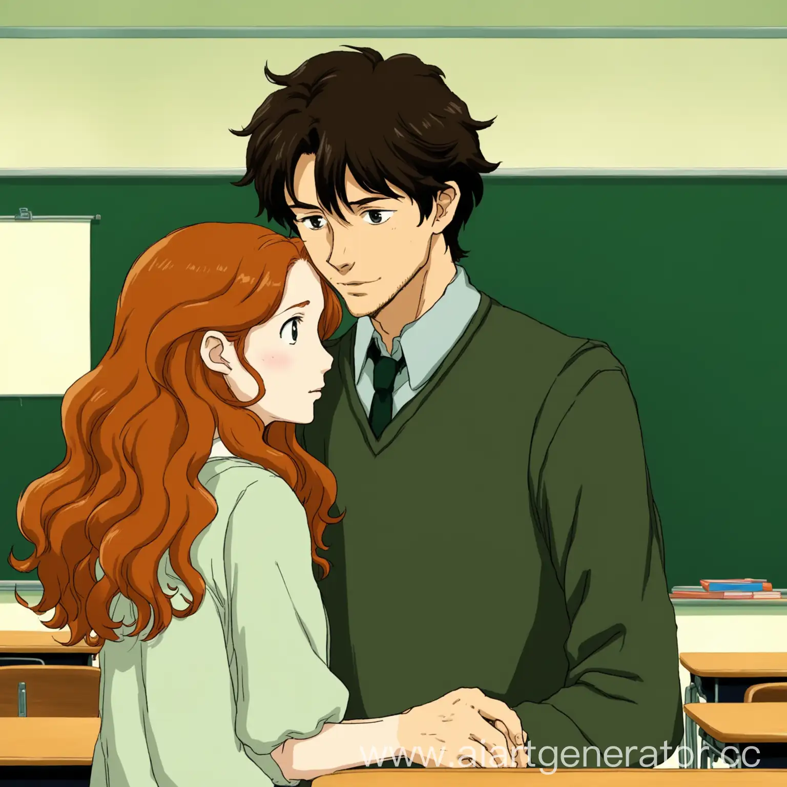 Studio-Ghibli-Style-Image-Young-Man-and-Teacher-Woman-in-Classroom-Setting